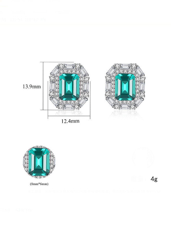 925 Sterling Silver Cubic Zirconia Geometric Luxury Stud Earring