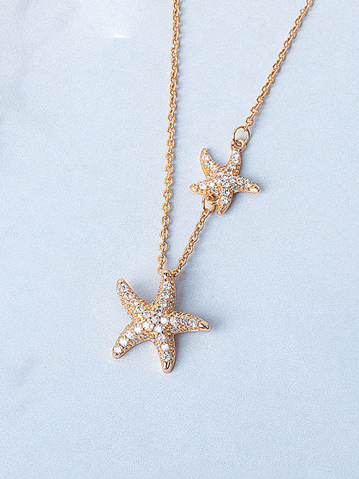 925 Sterling Silver Cubic Zirconia Sea Star Dainty Necklace