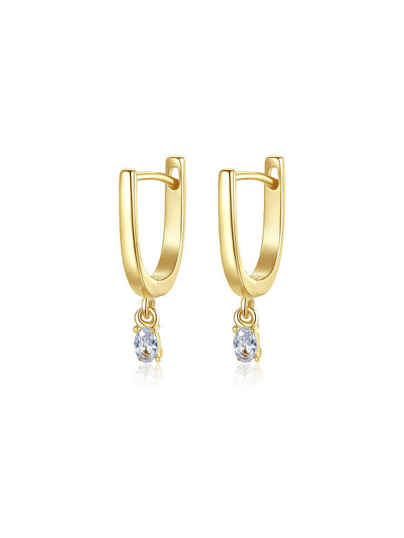 925 Sterling Silver Cubic Zirconia Geometric Minimalist Huggie Earring