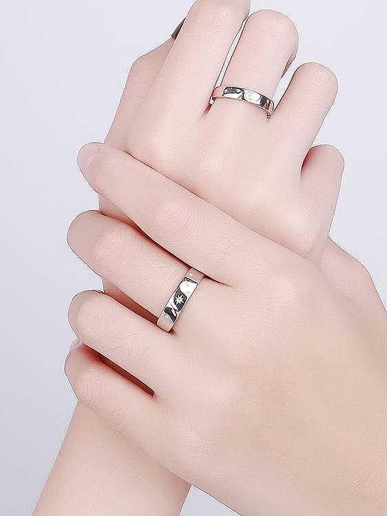925 Sterling Silver Moon Star Minimalist Couple Ring