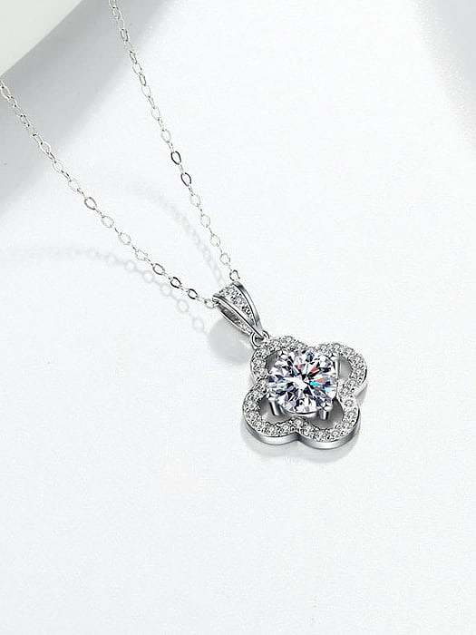 925 Sterling Silver Moissanite Clover Dainty Necklace