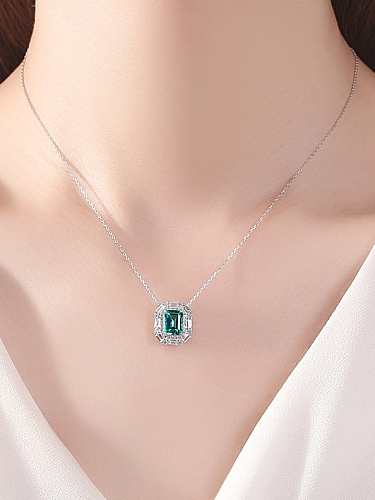 925 Sterling Silver Cubic Zirconia Geometric Trend Necklace