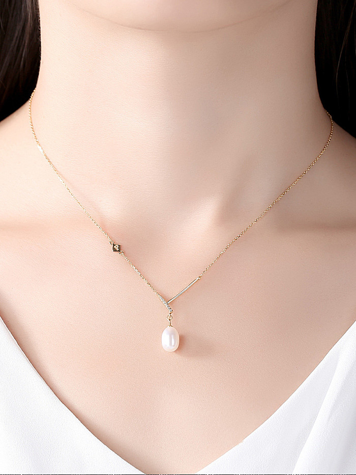 New pure silver with AAA zircon natural pearl necklace