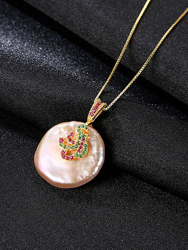 Sterling silver inlaid AAA zircon natural Baroque Pearl Necklace