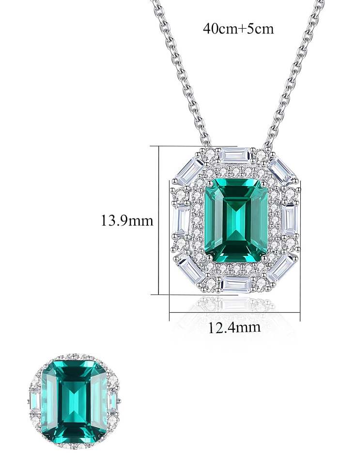 925 Sterling Silver Cubic Zirconia Geometric Trend Necklace