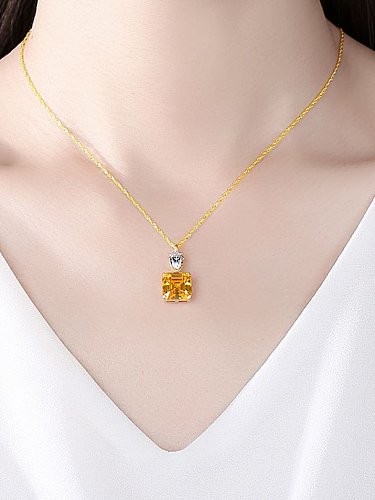 925 Sterling Silver Cubic Zirconia Geometric Dainty Necklace