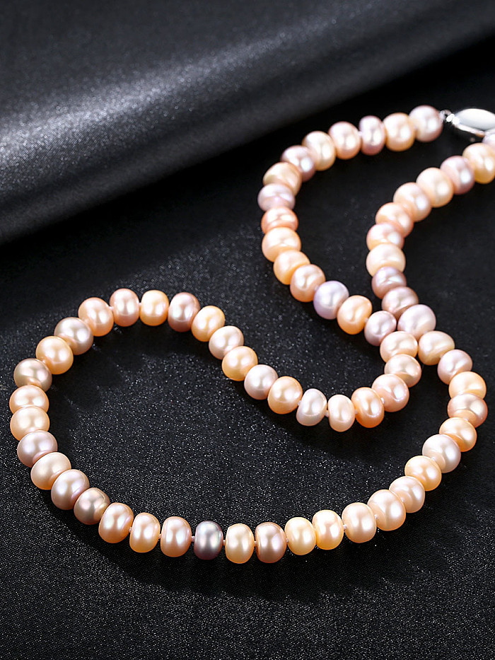 Sterling Silver 8-9mm Natural Freshwater Pearl Necklace