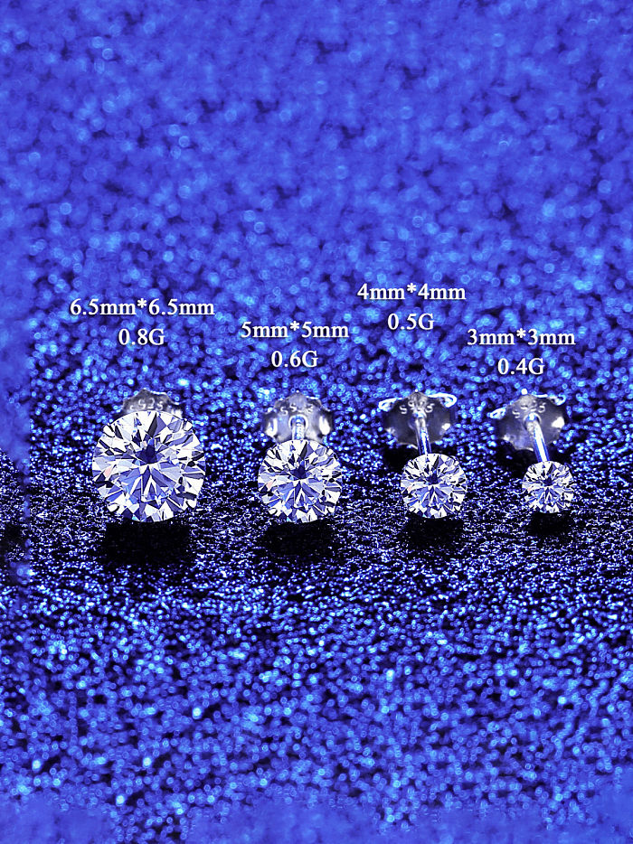 Pendiente de tuerca minimalista redondo de moissanita de plata de ley 925