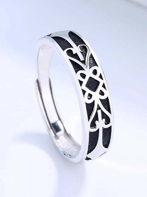 925 Sterling Silver Enamel Cubic Zirconia Irregular Minimalist Couple Ring