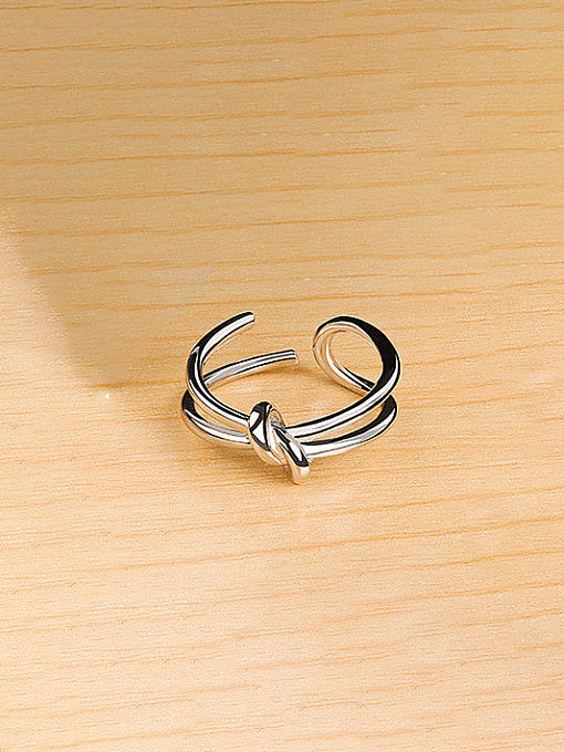 925 Sterling Silver Double Layer Cross Minimalist Stackable Ring