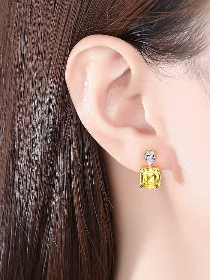 925 Sterling Silver Cubic Zirconia Geometric Vintage Drop Earring