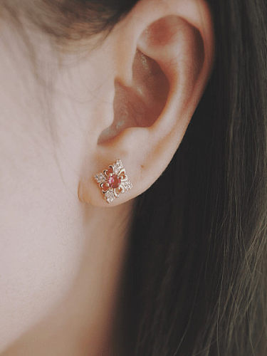 Boucles d'oreilles mignonnes en argent sterling 925 avec zircone cubique