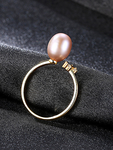 Pure silver freshwater pearl minimalist free size ring