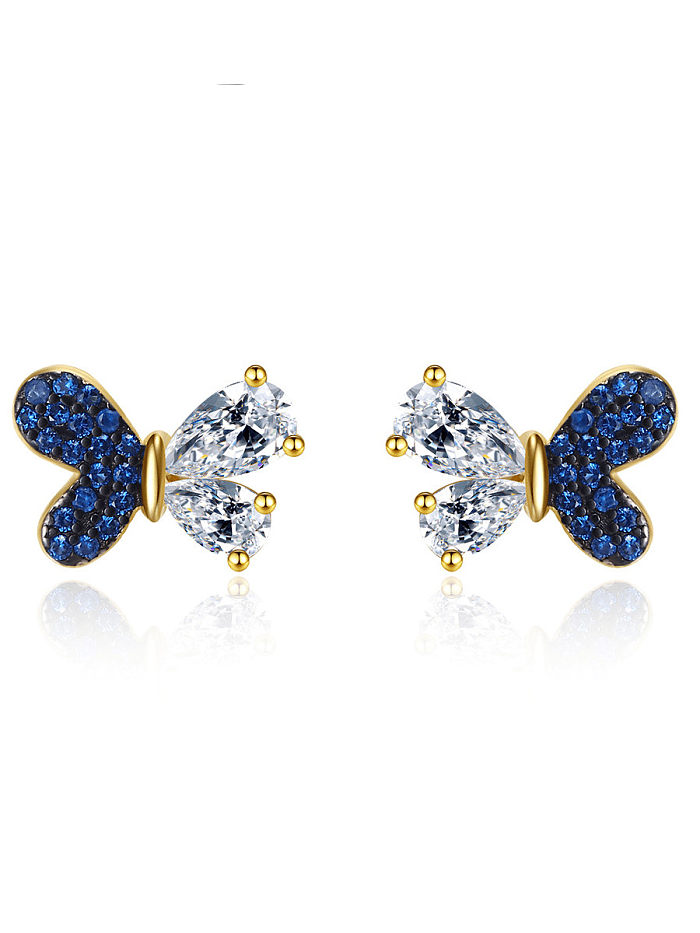 925 Sterling Silver Cubic Zirconia Bowknot Dainty Stud Earring