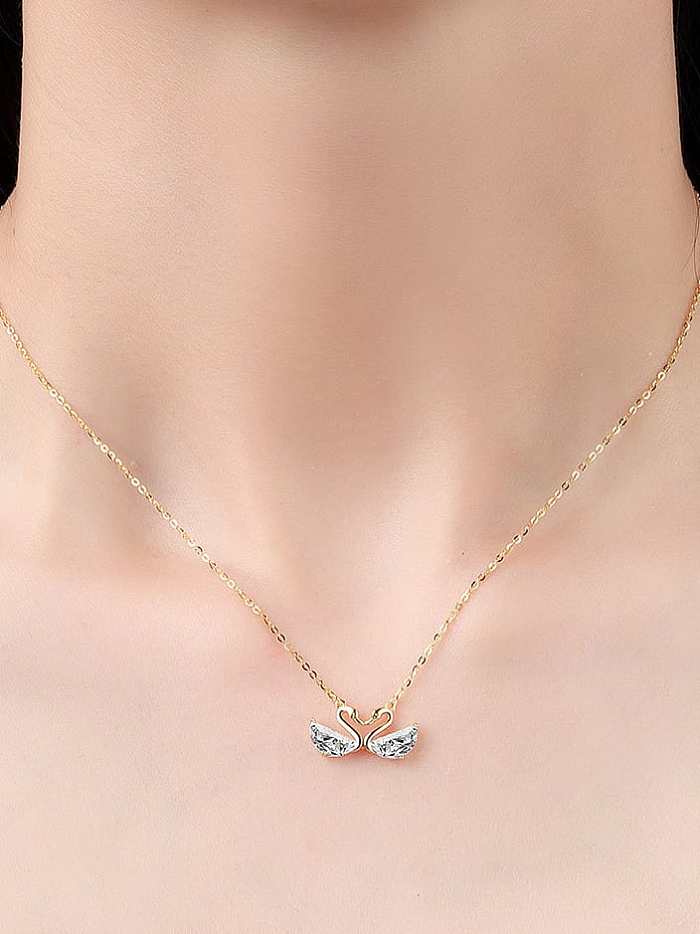 925 Sterling Silver Cubic Zirconia Swan Minimalist Necklace
