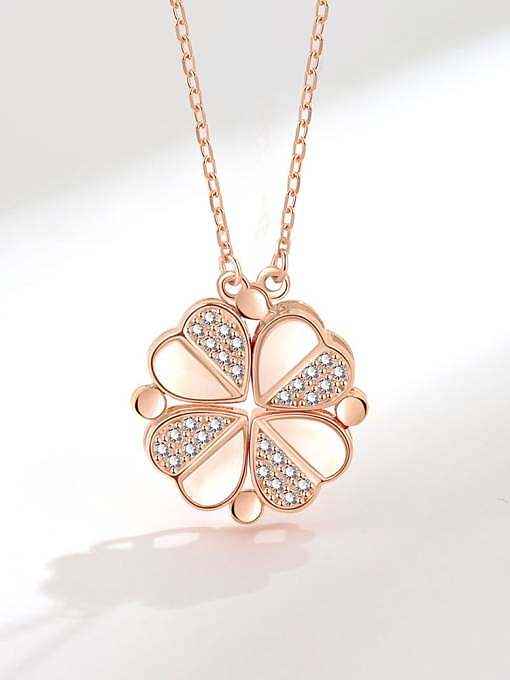 925 Sterling Silver Shell Clover Dainty Necklace