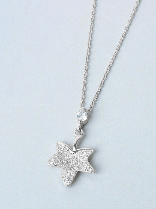 925 Sterling Silver Cubic Zirconia Leaf Minimalist Necklace