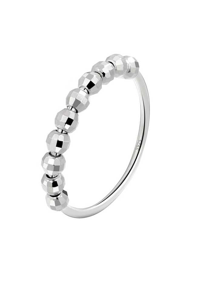 925 Sterling Silver Bead Geometric Minimalist Rotate Band Ring