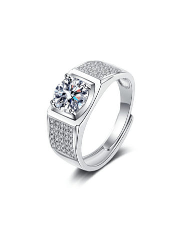 Bague en argent sterling 925 Moissanite géométrique Dainty pour homme