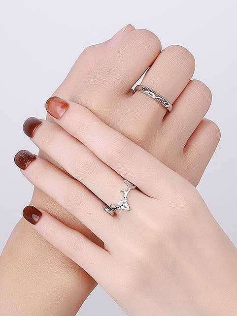 925 Sterling Silver Deer Minimalist Couple Christmas Ring