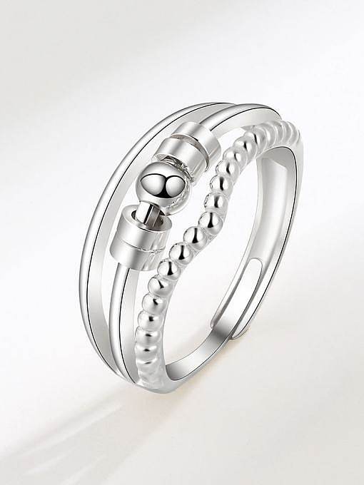 Geometrischer, minimalistischer, stapelbarer Ring aus 925er-Sterlingsilber mit rotierenden Perlen