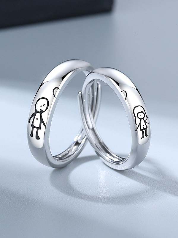 925 Sterling Silver Boy Minimalist Couple Ring