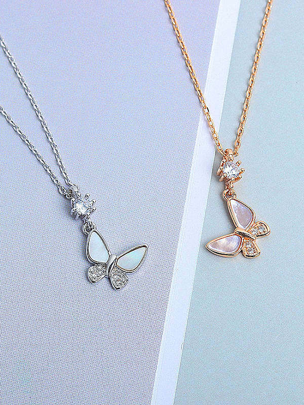 925 Sterling Silver Shell Butterfly Minimalist Necklace