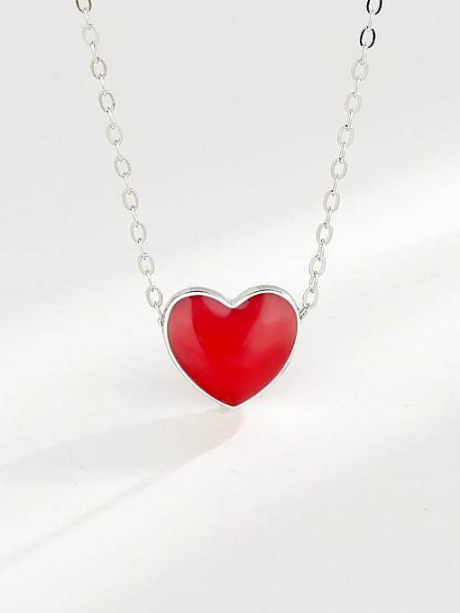Minimalistische Herz-Halskette aus 925er-Sterlingsilber mit Emaille-Verfärbung