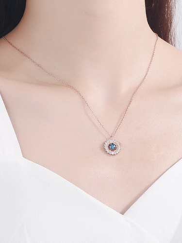925 Sterling Silver Cubic Zirconia Geometric Minimalist Necklace