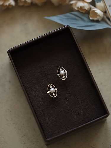 Boucles d'oreilles géométriques en argent sterling 925 avec perle d'eau douce