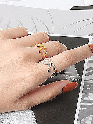 925 Sterling Silver Hollow Heart Minimalist Band Ring