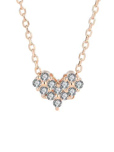 Collar minimalista de corazón de diamantes de imitación de plata de ley 925