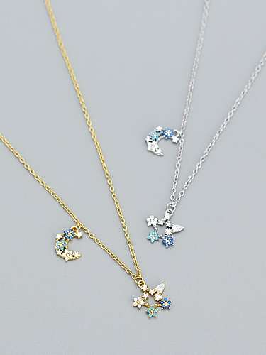 925 Sterling Silver Cubic Zirconia Star Dainty Necklace