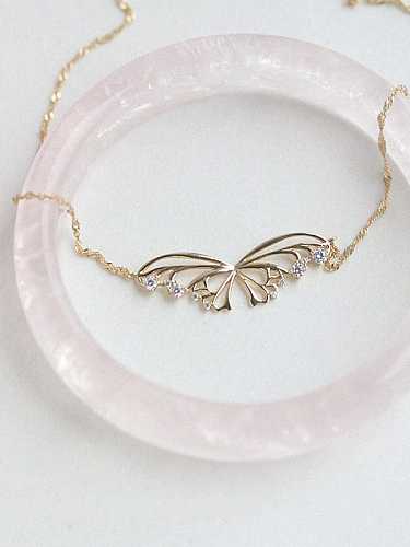 Minimalistische Halskette mit hohlem Schmetterling aus 925er-Sterlingsilber
