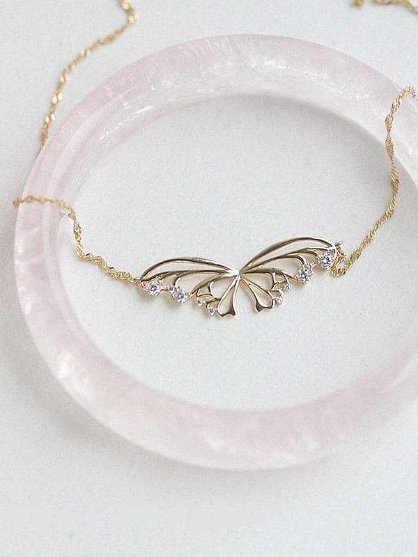 Collier minimaliste papillon creux en argent sterling 925