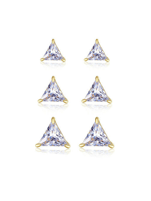 925 Sterling Silver Cubic Zirconia Triangle Minimalist Stud Earring