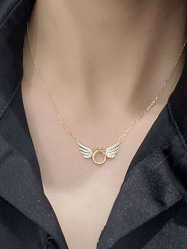 925 Sterling Silver Cubic Zirconia Wing Minimalist Necklace