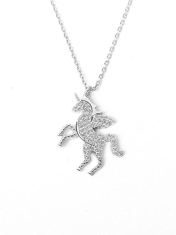 Collier pendentif cheval mignon animal zircon cubique en argent sterling 925