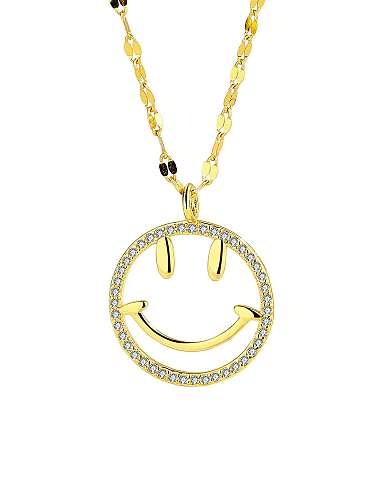 Collar minimalista sonriente con circonitas cúbicas de plata de ley 925