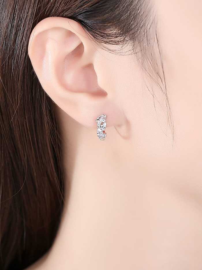 925 Sterling Silver Cubic Zirconia Geometric Trend Huggie Earring