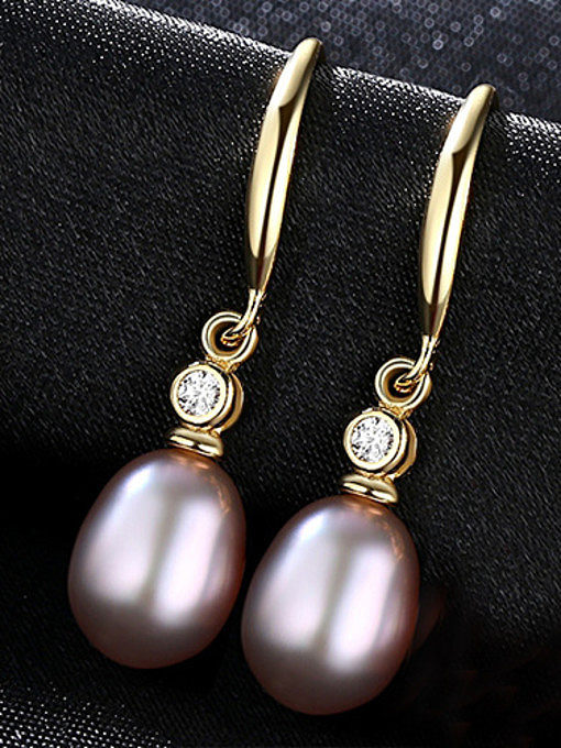 Boucles d'oreilles en argent sterling avec perle d'eau douce 8-9 mm et or