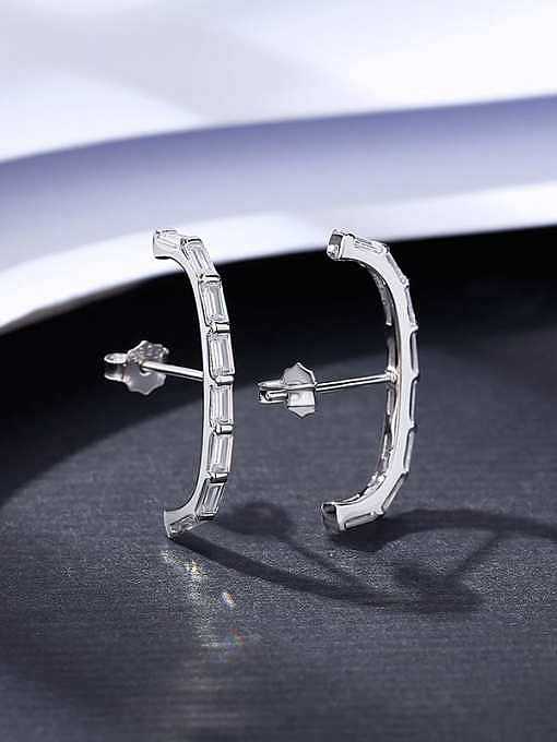 925 Sterling Silver Cubic Zirconia Geometric Minimalist Stud Earring