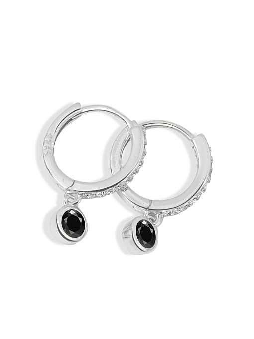 925 Sterling Silver Cubic Zirconia Geometric Minimalist Huggie Earring