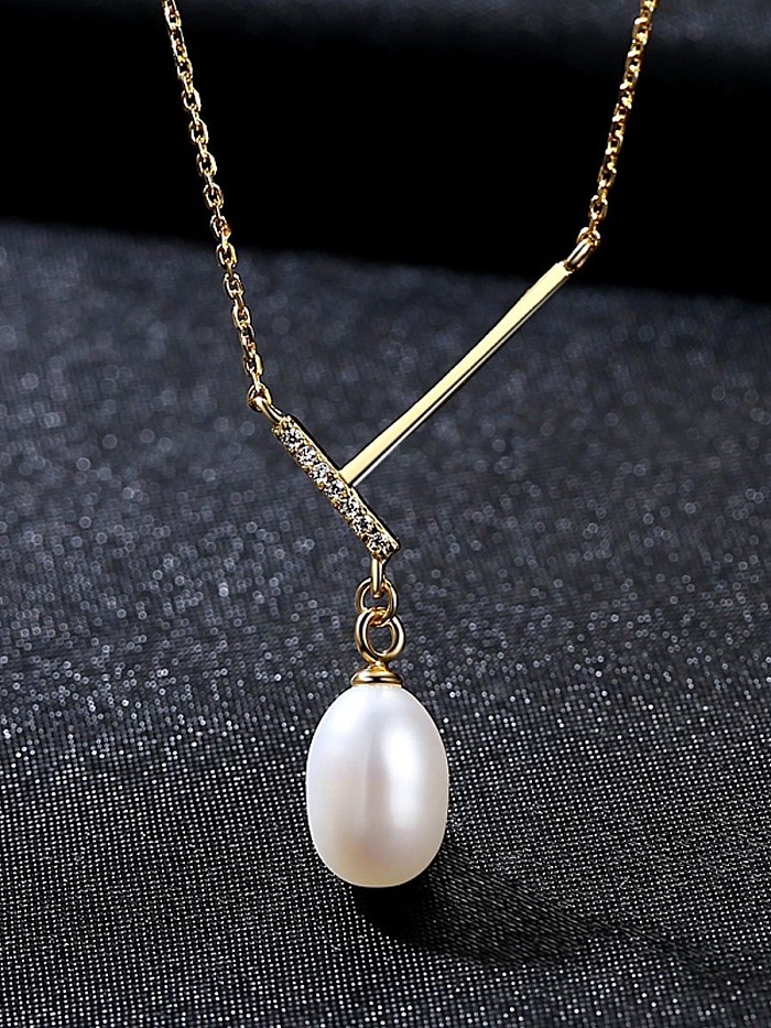 New pure silver with AAA zircon natural pearl necklace