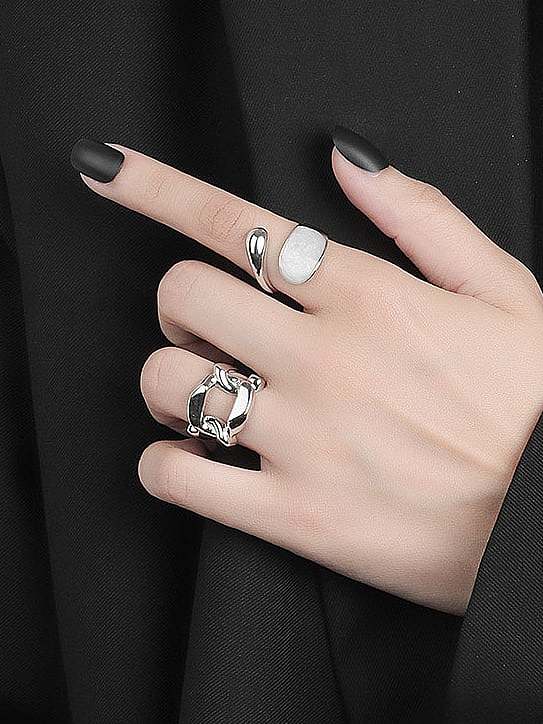 925 Sterling Silver Geometric Hip Hop Band Ring