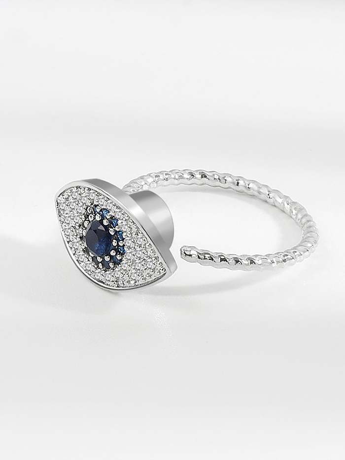 925 Sterling Silver Cubic Zirconia Evil Eye Minimalist Rotate Band Ring