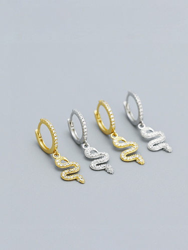 Boucles d'oreilles pendantes vintage serpent en argent sterling 925 avec oxyde de zirconium