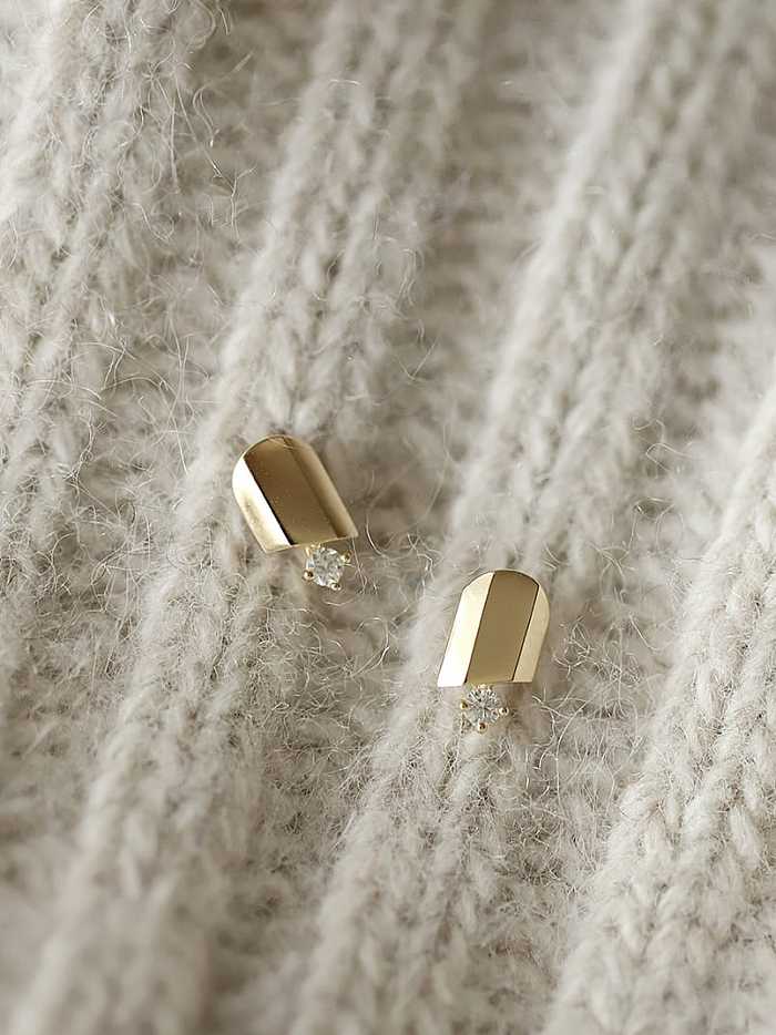 Boucles d'oreilles minimalistes géométriques avec strass en argent sterling 925