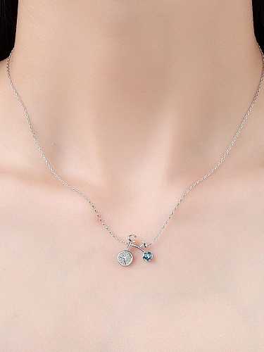 925 Sterling Silver Cubic Zirconia Minimalist Irregular Bike Pendant
