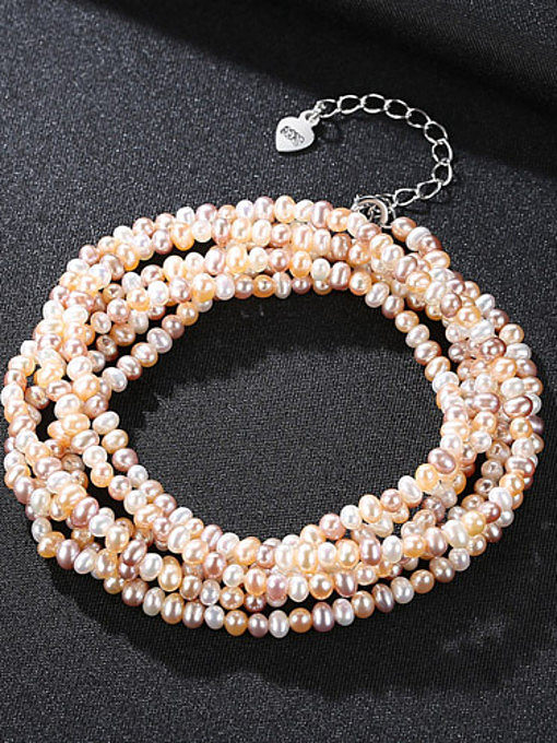 Collier classique de perles naturelles de couleurs mélangées